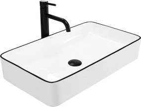 Rea Denis Black Edge, umývadlo na dosku 61x35 cm, biela-čierny okraj, REA-U6513
