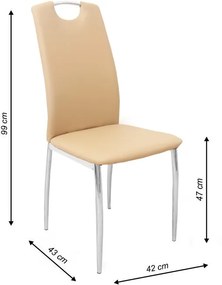 Jedálenská stolička Ervina - béžová / chróm