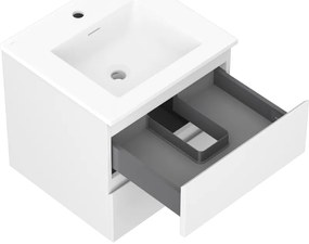 Mexen Orio, kúpeľňová skrinka 50 cm s umývadlom Otis, 2 zásuvky, biela matná, 91A10-05047-2-BFF01-W18M01