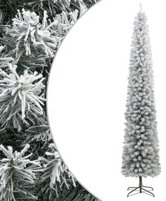 Úzky vianočný stromček so stojanom a vločkami snehu 300 cm PVC 357687