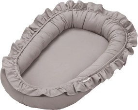 Hniezdo pre bábätko s volánom tmavo béžová 83x54cm