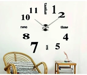 Moderné Nástenné Hodiny 3D Nalepovacie a Zrkadlové I SENTOP 12S015 RAL9005