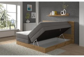 Boxspringová posteľ JASMINE 180x200 cm, sivá, s matracmi, topperom a úložným priestorom