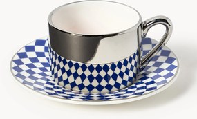 Ručne vyrobené šálky na espresso's podšálkami Aunty, 4 ks