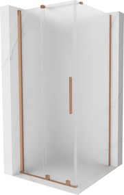 Mexen Velar, sprchový kút s posuvnými dverami 110 x 110 cm, 8mm sklo námraza, medená matná, 871-110-110-31-65
