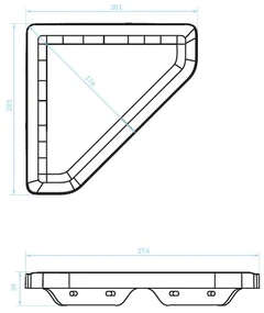 Kuchinox APO, nástenná rohová polička 201x201x39 mm, čierna matná, LAV-AKA_703T