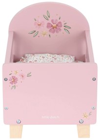 Postieľka pre bábiky drevená s perinkou Pink