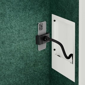 Akustická kabína SALLY MentalBox 600 mm – biely korpus, zelené sedadlo