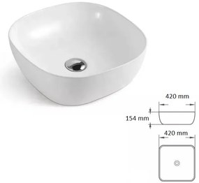 Gamma Kama, umývadlo na dosku 480x370x140 mm, biela lesklá, GMA-UC-KAMA