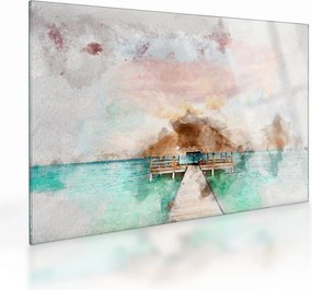 Sklenený obraz - Maledivy, drevené mólo (70x50 cm)
