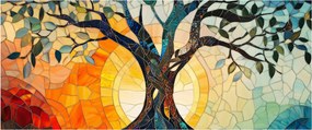 Obraz – Mozaika – slnko a strom I. (120x50 cm)