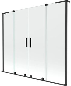 Mexen Velar L Duo, 2-krídlová posuvná vaňová zástena 170 x 150 cm, 8mm číre sklo, čierna matná, 896-170-003-02-70