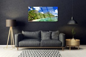 Obraz na skle Pláž hory príroda 140x70 cm