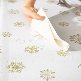 Goldea vianočný hranatý teflónový obrus - zlaté snehové vločky 80 x 80 cm