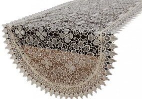 Ovalný krajkový obrus béžovej farby Šírka: 50 cm | Dĺžka: 100 cm