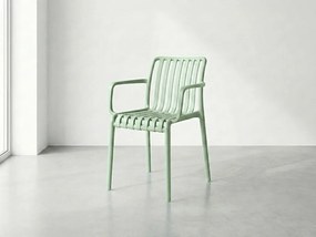 Plastová stolička TREGO s podrúčkami, zelená