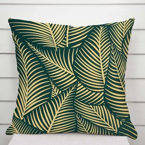 Biante Bavlnená obliečka na vankúš Sandra SA-569 Veľké béžové listy na zelenom 50 x 70 cm