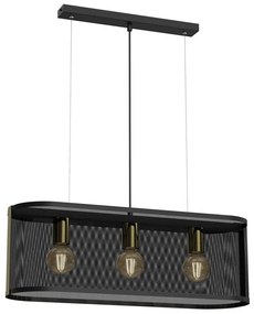 Luster na lanku KAGA 3xE27/60W/230V čierna/zlatá