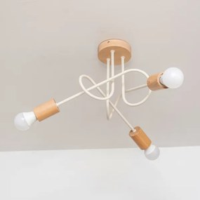 Prisadený luster OXFORD 3xE27/15W/230V borovica/krémová