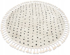 Dywany Łuszczów Koberec MAROKO SALON SPÁLŇA STRAPCE SHAGGY BODKY BOHO krémová cca 120 cm