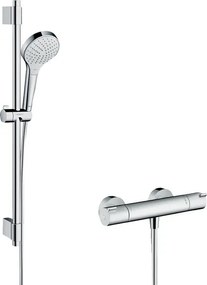 Hansgrohe Croma Select S, sprchová súprava Vario s termostatom Ecostat 1001 CL a sprchovou tyčou 72 cm, biela/chrómová, HAN-27833400