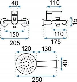 Rea Buzz - vaňová batéria so sprchovým setom, čierna, REA-B3421