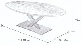 Wooded Jedálenský stôl London ROUNDED z masívu DUB 190x90x76cm