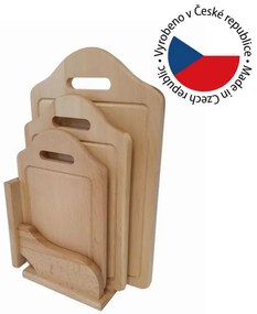 Buková doska v stojane, 3 kusy, 42 x 26 x 12 cm