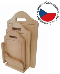 Buková doska v stojane, 3 kusy, 42 x 26 x 12 cm