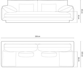 Tmavomodrá pohovka 250 cm Torino – Micadoni Home