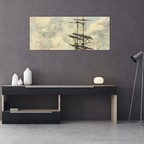 Obraz - Eugène Boudin, Ship on the Touques, reprodukcia (120x50 cm)