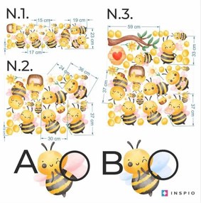 Textilná nálepka na stenu "Včielky a včely"