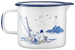 Kastról Moomins Sailors 1,3l, smalt / bielo-modrý