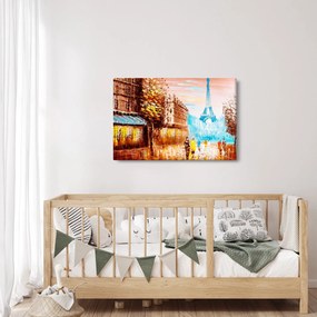 Obraz - Daždivého počasia a Eiffelovej veže (90x60 cm)