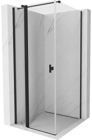 Mexen Mist T, sprchový kút s krídlovými dverami, 95 x 95 cm, 8mm číre sklo, čierny profil, 8A4T-095-095-70-00