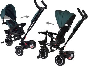 Detský trojkolka Tiny Bike 3v1 so strieškou, otočná  SP0650 zelená