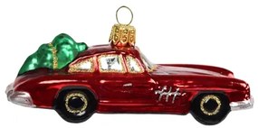Vianočná ozdoba autíčko červené so stromčekom