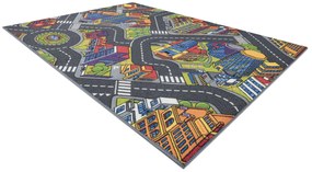 Protišmykový detský koberec REBEL ROADS 97 Metropola, sivý