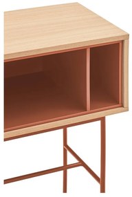 Tehlovočervený konzolový stolík v dubovom dekore Teulat Yoko