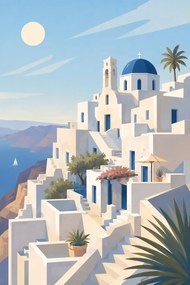 Santorini- Metalický obraz 70x50cm