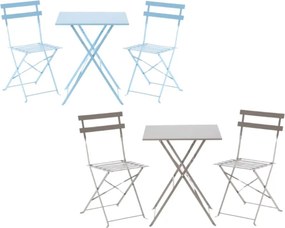 Skladací záhradný set, balkónová súprava - stôl + dve stoličky modrá