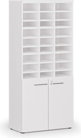 Triediaci regál s dverami PRIMO WHITE, 800 x 420 x 1781 mm, 27 priehradok, biela