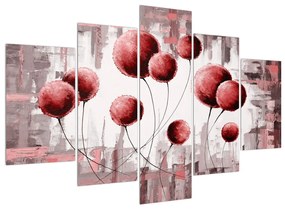 Abstraktný obraz - červené balóniky (150x105 cm)
