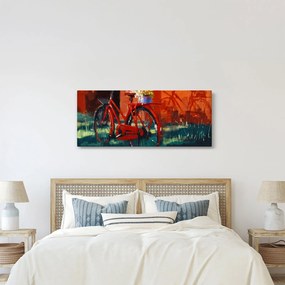 Obraz červeného kolesa, akrylová maľba (120x50 cm)