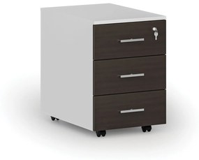 Kancelársky mobilný kontajner PRIMO WHITE, 3 zásuvky, biela/wenge