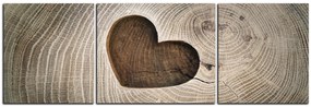 Obraz na plátne - Srdce na drevenom pozadí - panoráma 5207C (120x40 cm)
