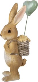 Dekorácia hnedý zajačik s nošou a balónikom - 7*5*17 cm