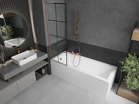 Mexen Next L, 1-krídlová vaňová zástena 60 x 150 cm, 6mm číre sklo-čierny vzor, medený profil, 895-060-000-03-77-65