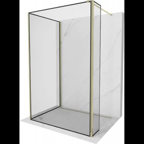 Mexen Kioto sprchová stěna Walk-in 120 x 80 x 30 cm, černý vzor, zlatá - 800-120-080-221-50-70-030