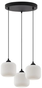Závesné svietidlo Riffle, 3x biele sklenené tienidlo, b, o
